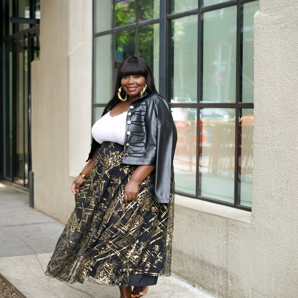 Amazon Making The Cut Designer Plus Size Maxi Skirt with Sequins,  Size 3X - Picture 3 of 10